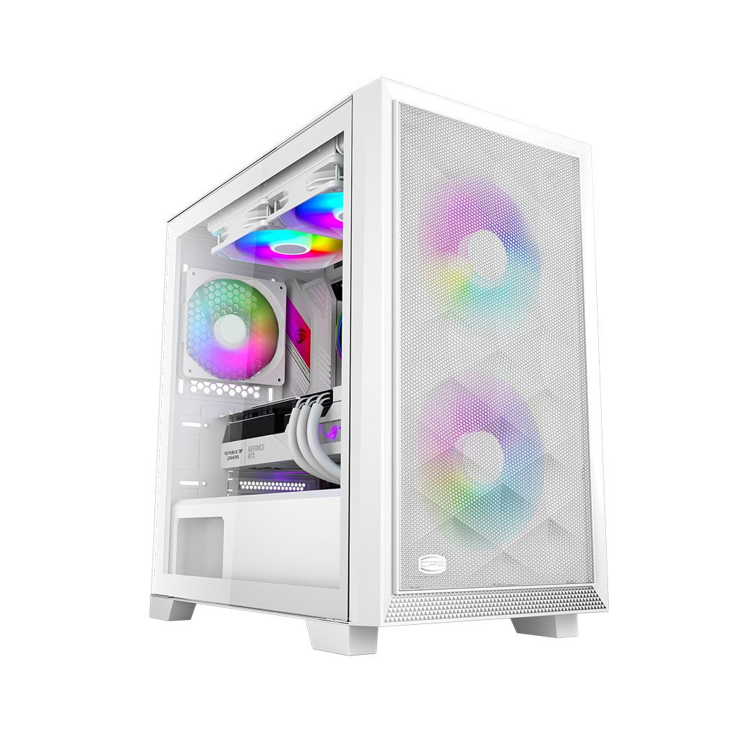 GUNMANSA PCCOOLER C3D310 WH ARGB PC Case with 2 ARGB Fans Desktop Computer Case Gaming Case for M-ATX / ITX, 350MM Graphics Cards Support, 2 x 3.5 inch and 3 x 2.5 inch Storage Slots, Liquid Cooler Support, Easy Installation, Cable Storage (White)