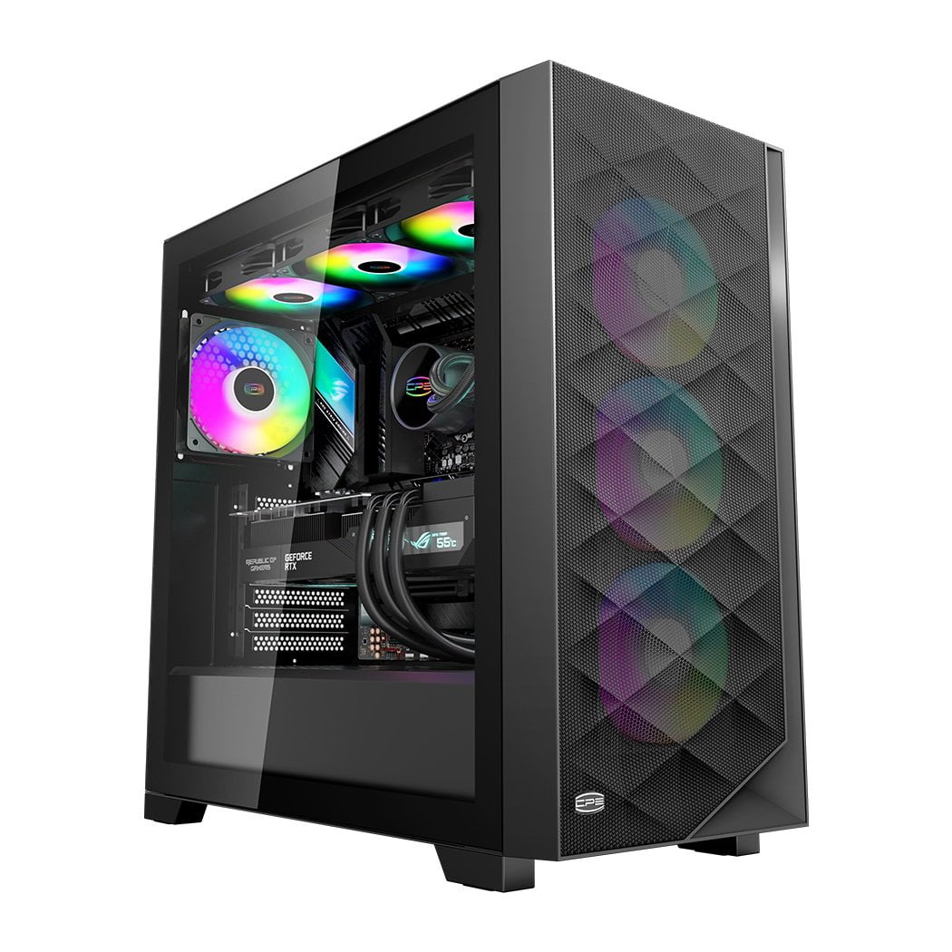 GUNMANSA PCCOOLER C3D510 BK ARGB CPS PC Case with 3 ARGB Fans Desktop Computer Case Gaming PC Case for E-ATX / ATX / M-ATX / ITX, 375MM Graphics Cards Support, Liquid Cooler Support, Easy Installation, Cable Storage, SPCC Metal