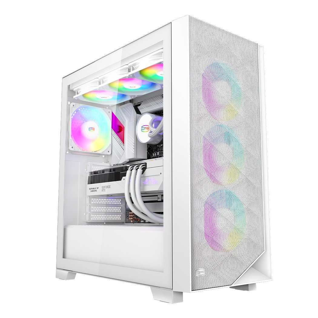GUNMANSA PCCOOLER C3D510 WH ARGB CPS PC Case with 3 ARGB Fans Desktop Computer Case Gaming PC Case for E-ATX / ATX / M-ATX / ITX,375MM Graphics Cards Support, Liquid Cooler Support, Easy Installation, Cable Storage, SPCC Metal