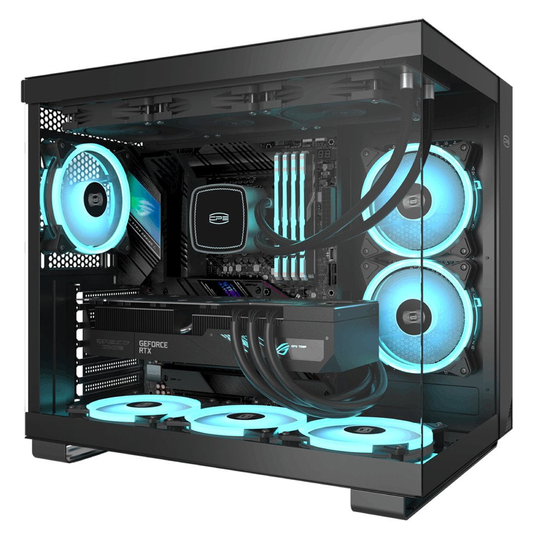 GUNMANSA PCCOOLER CPS C3T500 ARGB BK PC Case, Dual-Chamber Mid-Tower ATX Case, Desktop Computer Case w/ 6 ARGB Fans Pre-installed w/ Fan Hub, Column-Free Design, Tempered Glass, USB 3.1 Gen 2 Type-C, Black