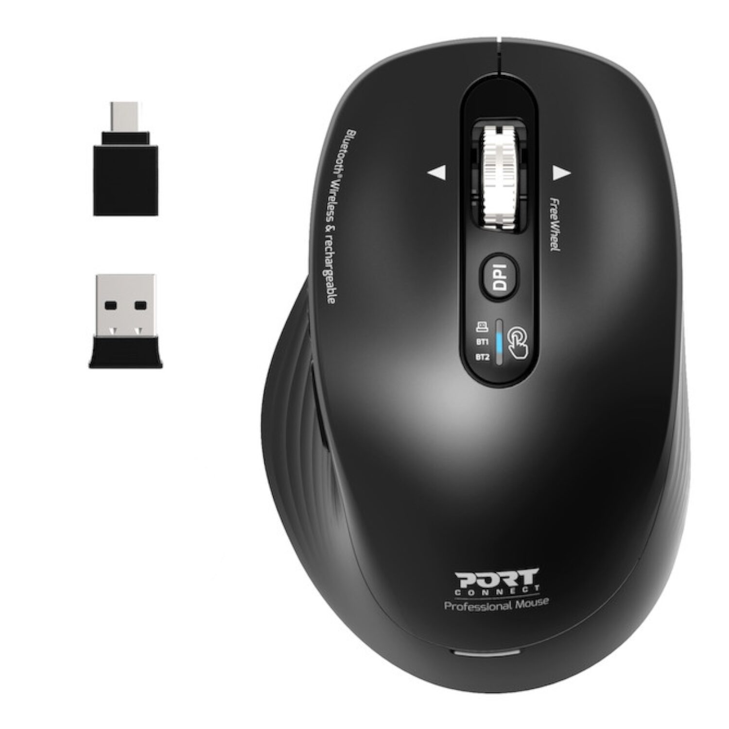 GUNMANSA Port Connect Business 2.4GHz Rechargeable Bluetooth Wireless Mouse - Black