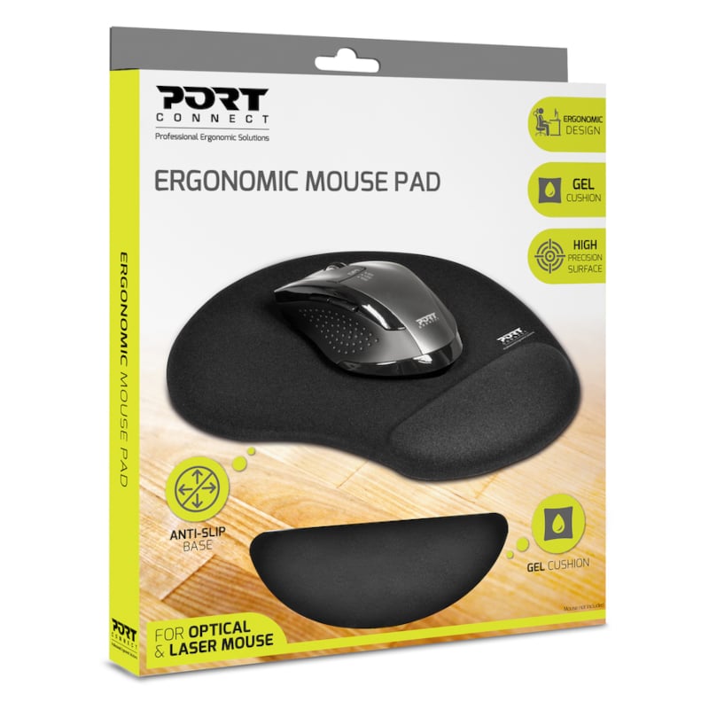 GUNMANSA Port Ergonomic Gel Mouse Pad - Black