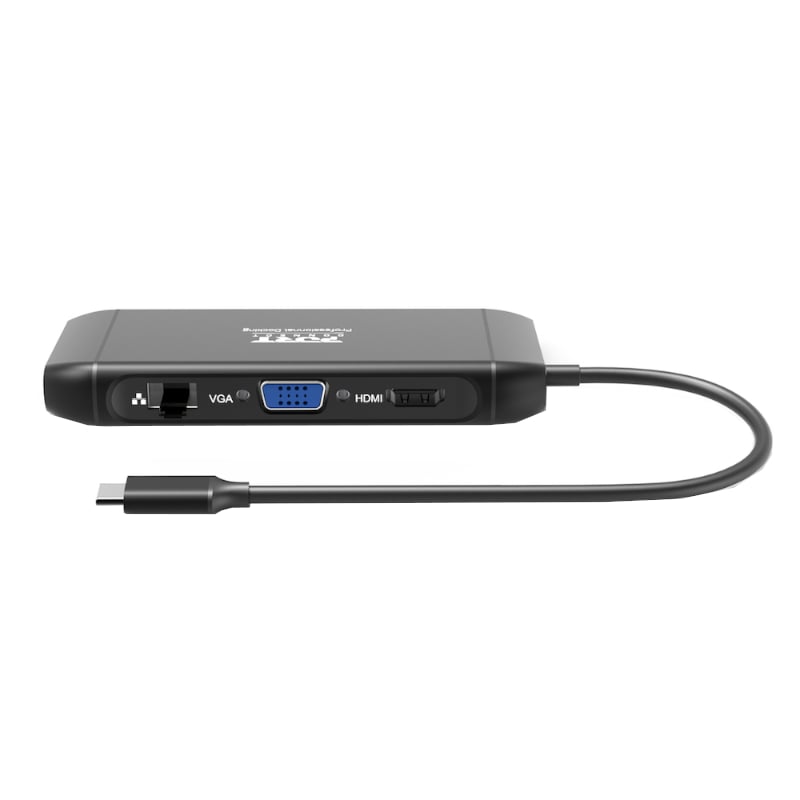GUNMANSA Port USB Type-C 4 x USB3.1|1 x Aux|Micro+SD Card Reader|1 x RJ45|1 x HDMI|1 x VGA|1 x Type-C PD Dock 100W - Black