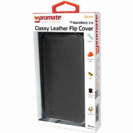 GUNMANSA Promate Black Zemi BlackBerry Z10 Classy Leather Flip Cover