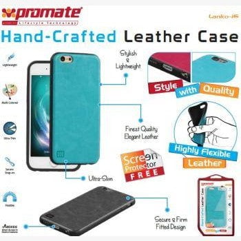 GUNMANSA Promate Blue Lanko i6 Leather Flexible SnapOn Case