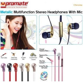 GUNMANSA Promate Chrome Metallic Multifunction Stereo Headphones