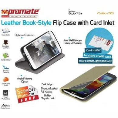 GUNMANSA Promate Gold Folio S5 Bookcover with inside card pocket