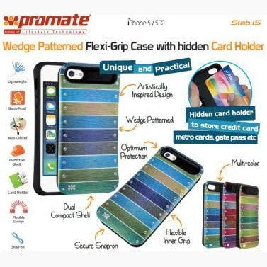 GUNMANSA Promate Green Slab iPhone 5 Wedge Patterned FlexiGrip Case