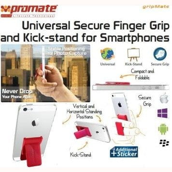 GUNMANSA Promate Gripmate Universal Smartphone Finger Grip and Kickstand Maroon