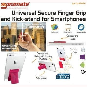 GUNMANSA Promate Gripmate Universal Smartphone Finger Grip and Kickstand Pink