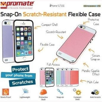 GUNMANSA Promate Purple Grosso i5 Striped FlexiGrip Snap Case