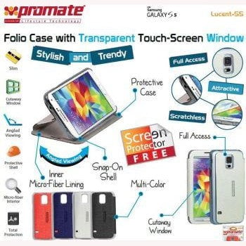 GUNMANSA Promate Red Lucent S5 Bookcover with Touch Screen