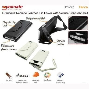 GUNMANSA Promate White  Tacca iPhone 5 Luxurious Genuine Leather Flip Cover