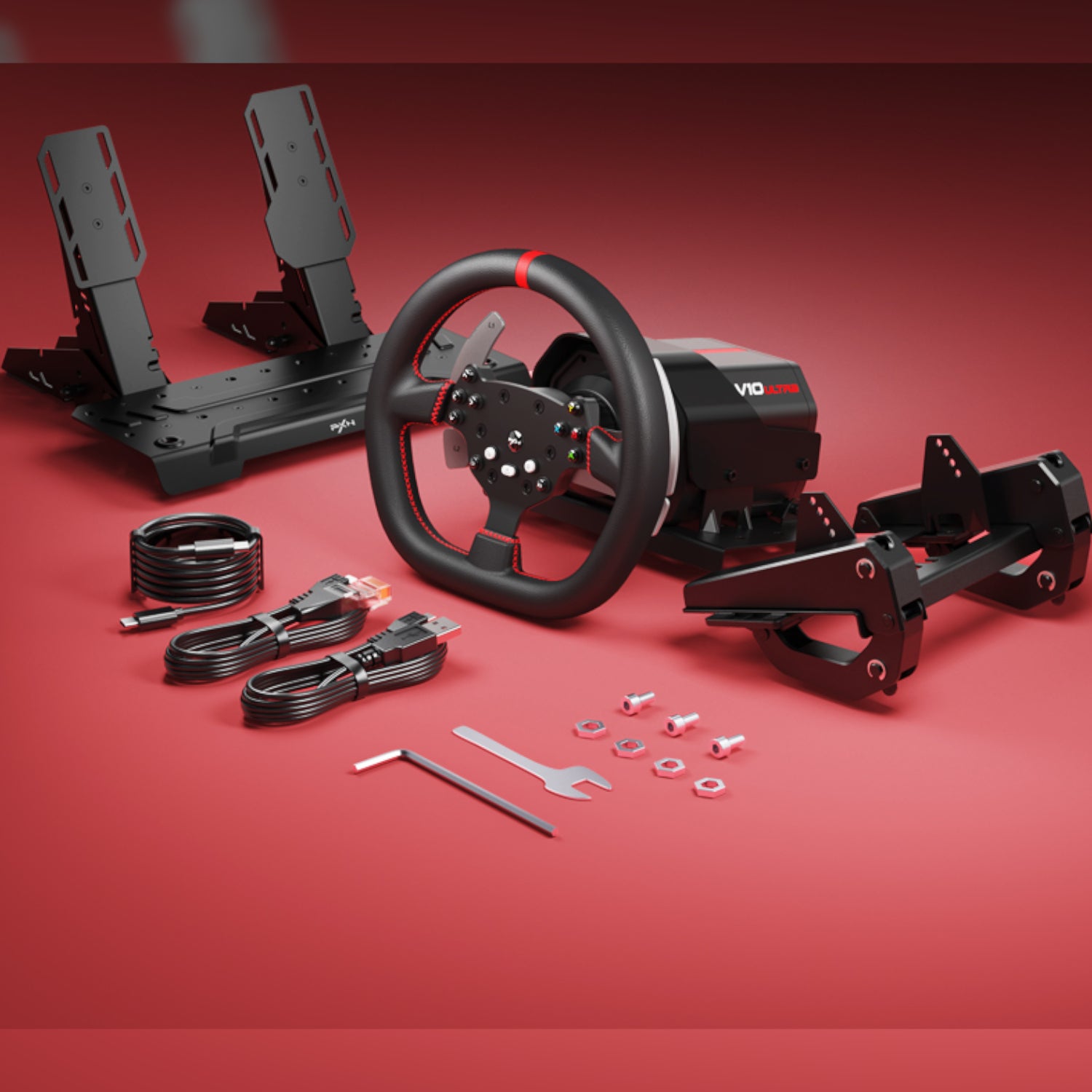 GUNMANSA PXN V10 Ultra 270/900° 3.2nm Direct Drive USB Steering Wheel with Hall Effect Dual Pedals