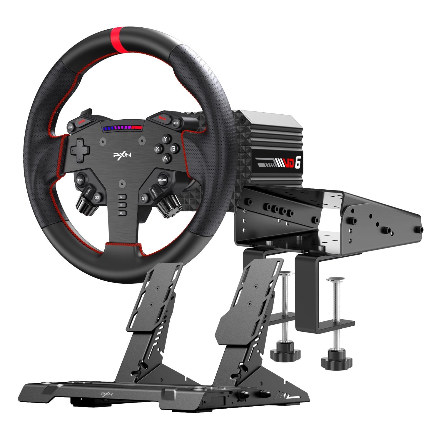 GUNMANSA PXN VD6 Direct Drive Sim Racing Wheel | PD-HM Dual Pedal | Z9 Clamp Bundle