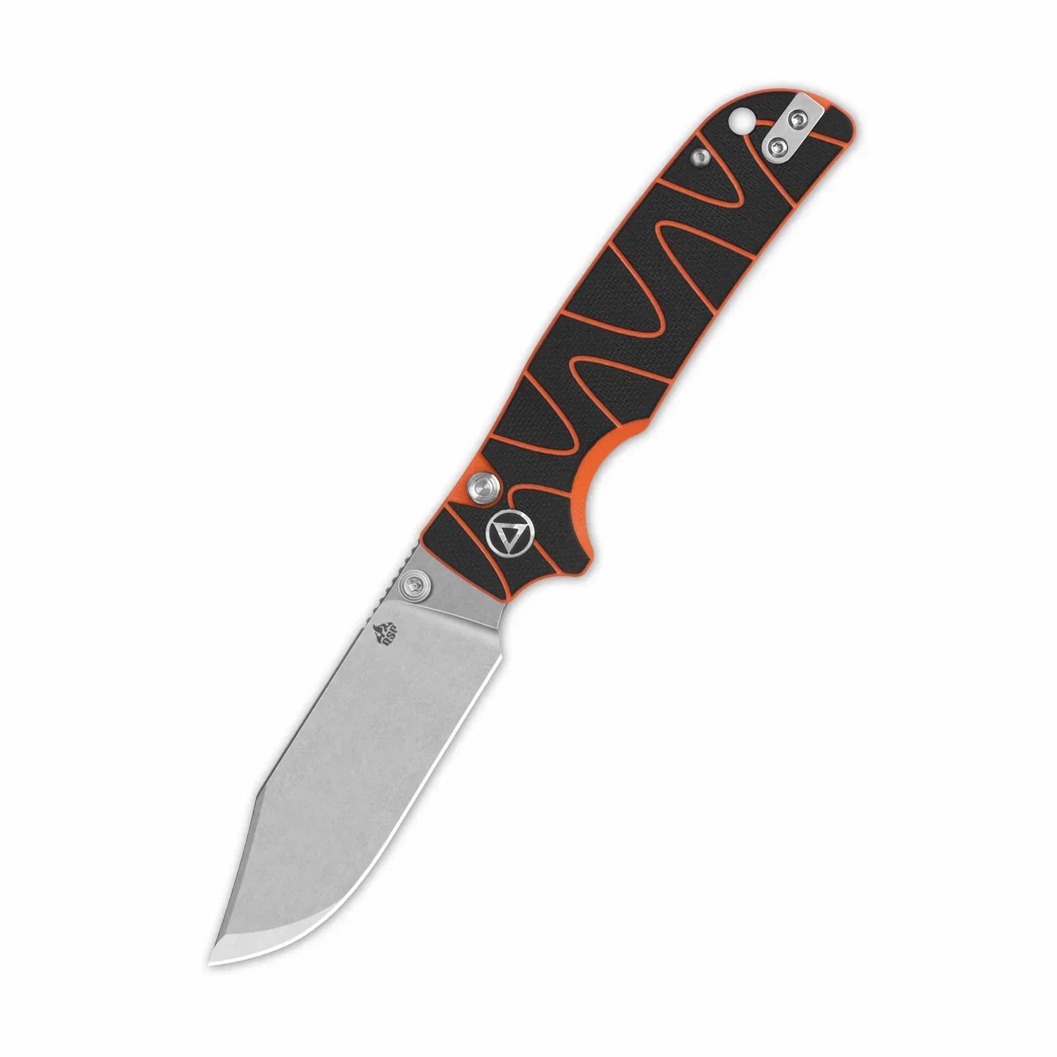 GUNMANSA QSP Kali Button Lock Knife, 14C28N Stonewashed, Black/orange G10 – QS159-D1