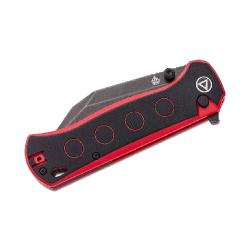 GUNMANSA QSP QS149-A2 Swordfish Button Lock 14C28N Black Stonewashed Black/Red G10