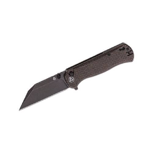 GUNMANSA QSP QS149-C2 Swordfish-Button Lock 14C28N Black Stonewashed Dark Brown Micarta