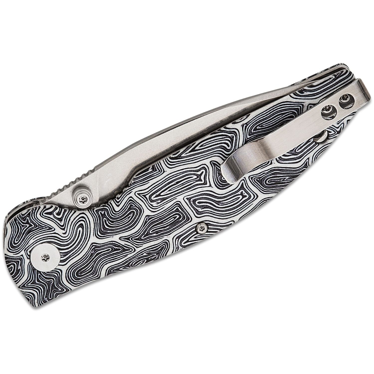 GUNMANSA QSP Turtle Punk Liner Lock Knife, 14C28N Stonewashed, Black/white G10 – QS158-B1