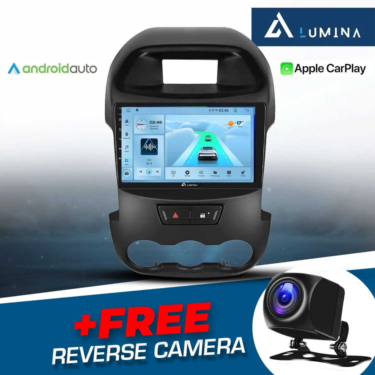 GUNMANSA Ranger T6 (12-15) - 9 Inch Lumina Android Entertainment & GPS System +FREE Reverse Camera