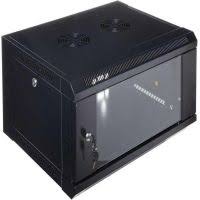 GUNMANSA RCT 4U AP Pre-coated black wall mount cabinet 2x uprights 2x glands + Screws; 450mm GLASS DOOR.