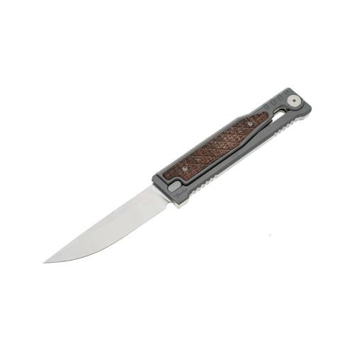 GUNMANSA Reate Exo-titanium Bead Blast Drop Point Satin Finish Burlap Micarta Knife