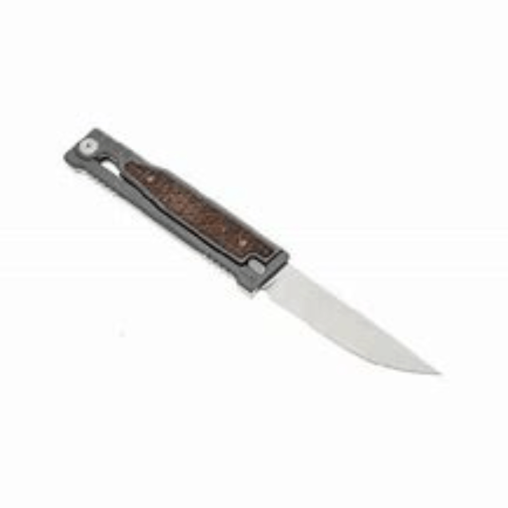 GUNMANSA Reate Exo-titanium Bead Blast Drop Point Satin Finish Burlap Micarta Knife