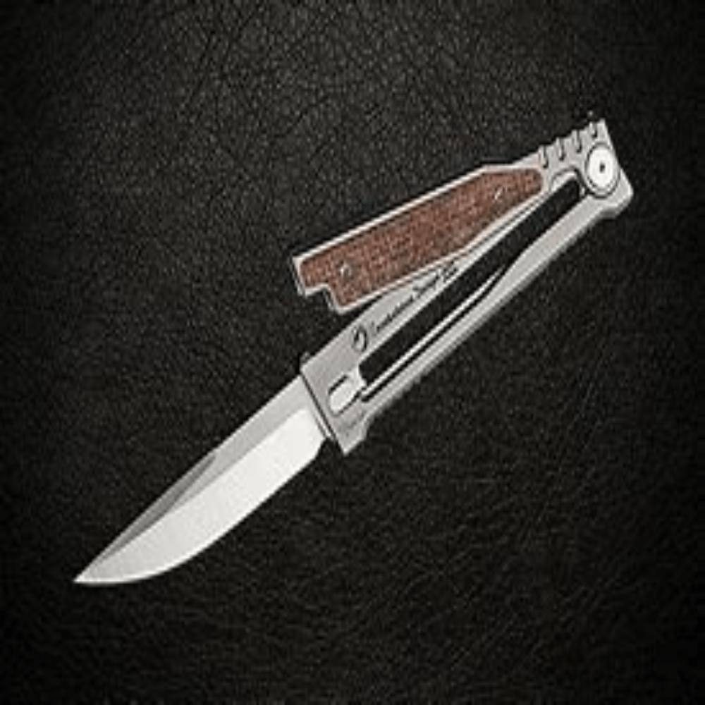 GUNMANSA Reate Exo-titanium Bead Blast Drop Point Satin Finish Burlap Micarta Knife