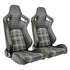 GUNMANSA Reclinable Racing Seats - GTI Style Tartan Design Black PVC With Yellow Stitching (Pair)