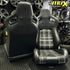 GUNMANSA Reclinable Racing Seats - GTI Style Tartan Design Black PVC With Yellow Stitching (Pair)