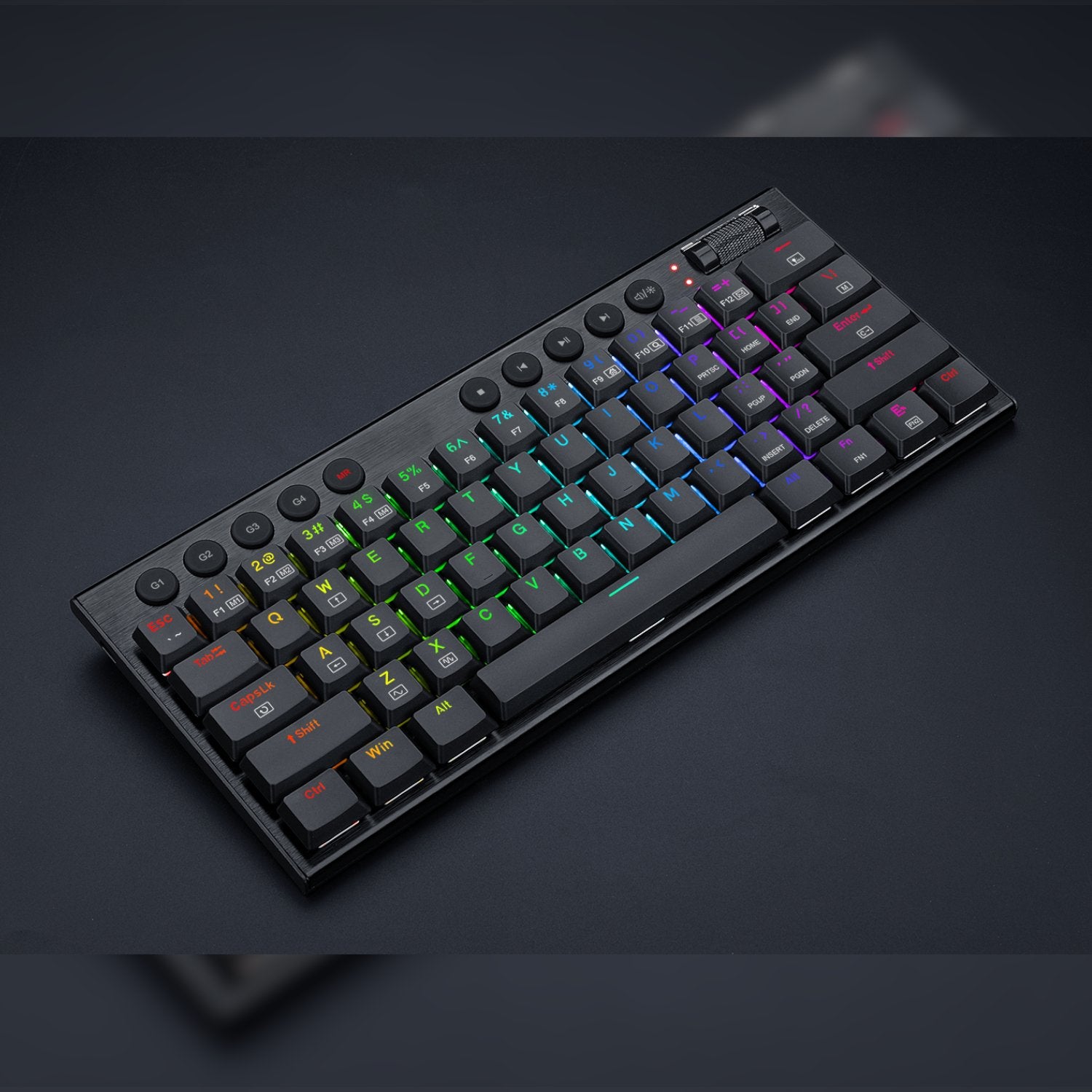 GUNMANSA REDRAGON Horus Mini 61Key Red Switch RGB Low Profile Gaming Mechanical Keyboard - Black