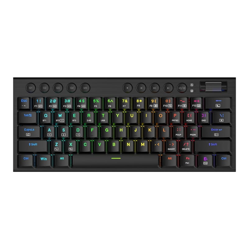 GUNMANSA REDRAGON Horus Mini Pro 61Key Wireless Bluetooth Red Switch RGB Low Profile Gaming Mechanical Keyboard - Black