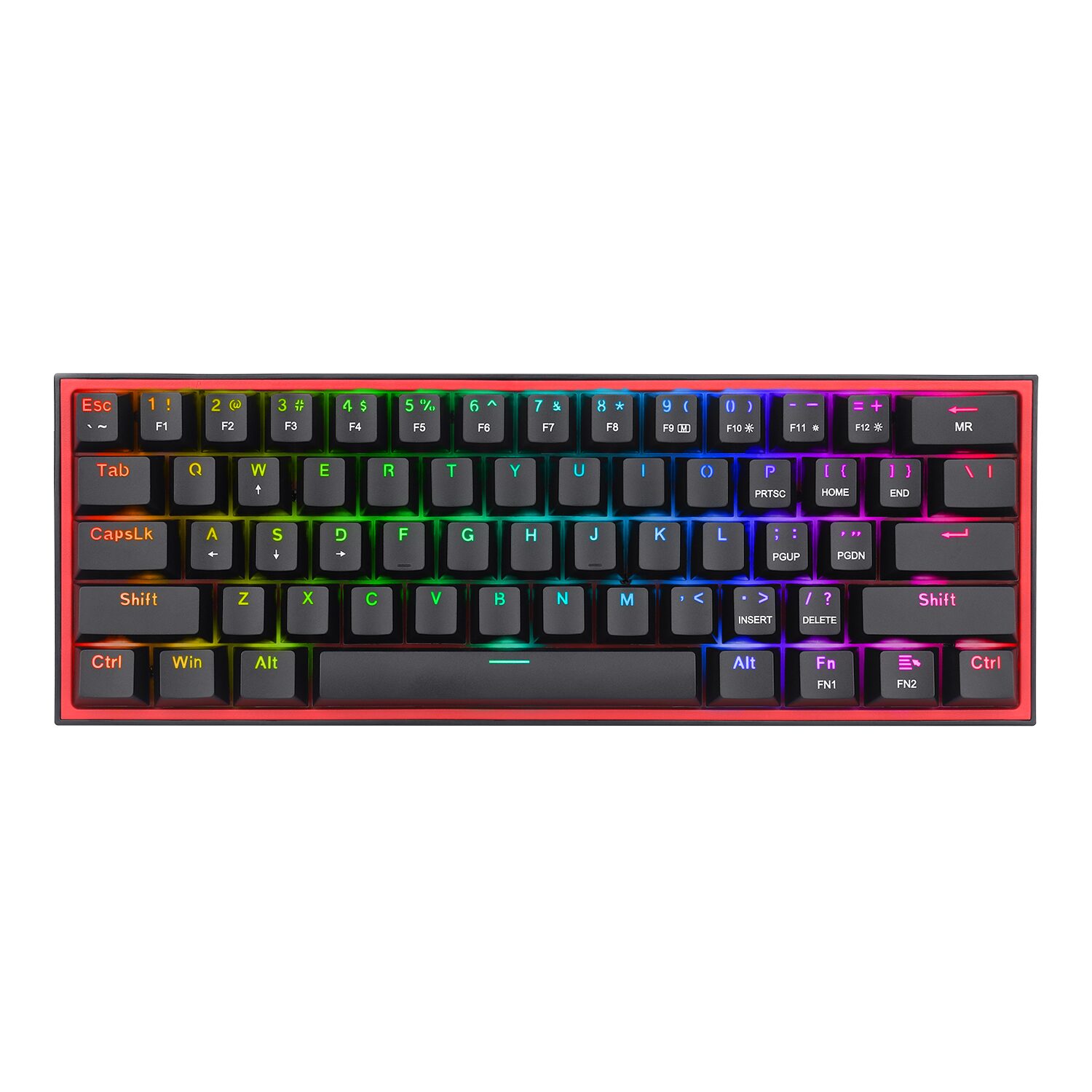 GUNMANSA Redragon K616 FIZZ Pro 61-Key RGB Mechanical Gaming Keyboard – Black (60%, RGB, Wireless/Wired, Hot-Swappable)