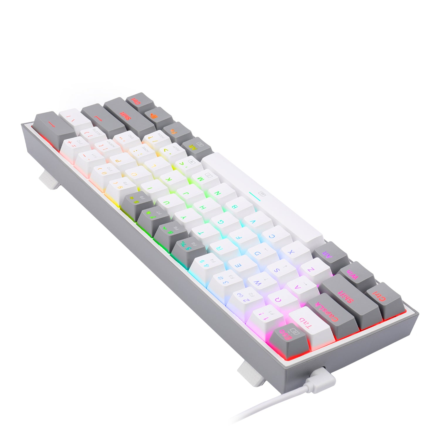 GUNMANSA Redragon K617 FIZZ 60% Wired RGB Gaming Keyboard - White/Grey