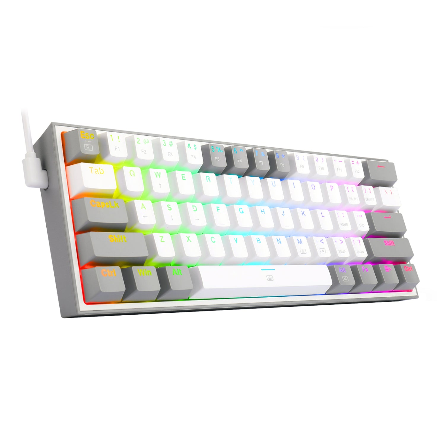 GUNMANSA Redragon K617 FIZZ 60% Wired RGB Gaming Keyboard - White/Grey