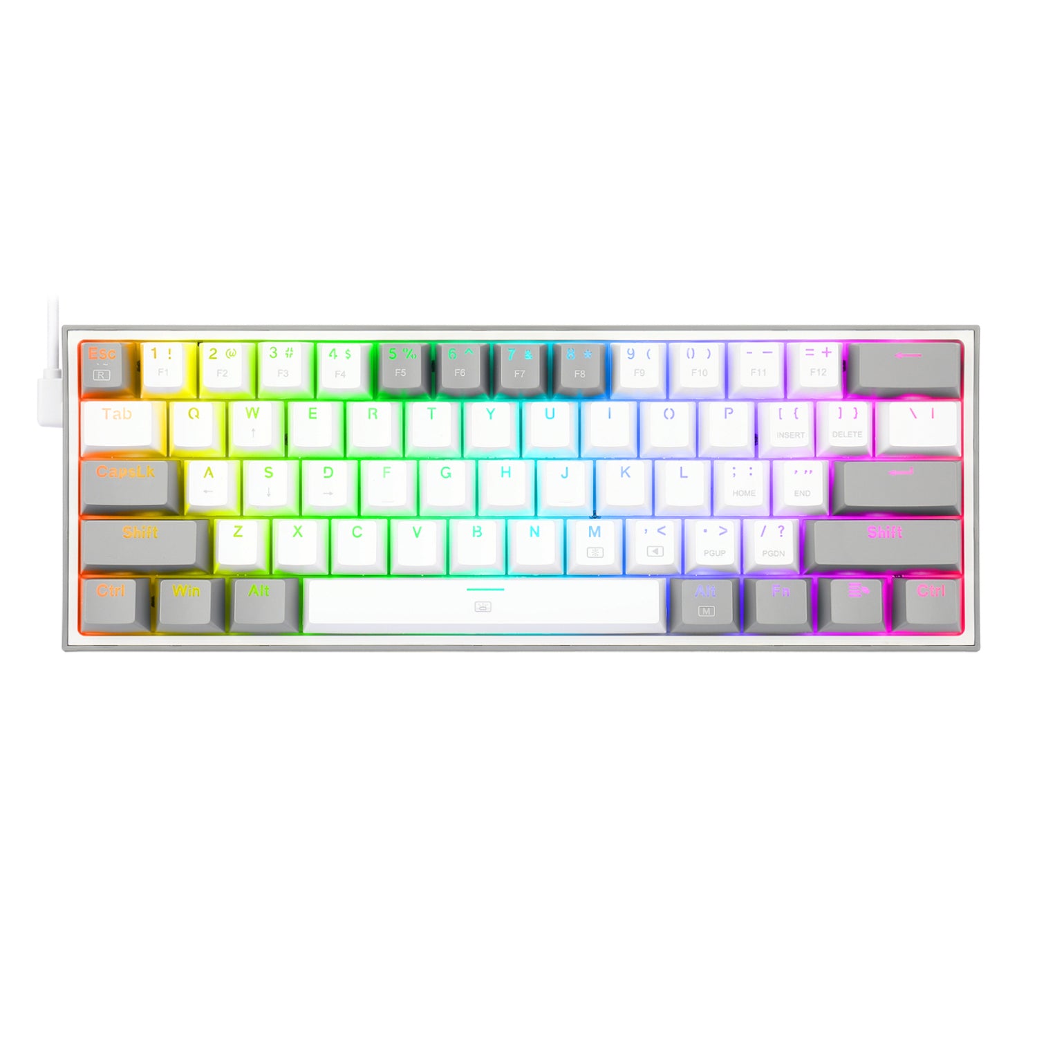 GUNMANSA Redragon K617 FIZZ 60% Wired RGB Gaming Keyboard - White/Grey