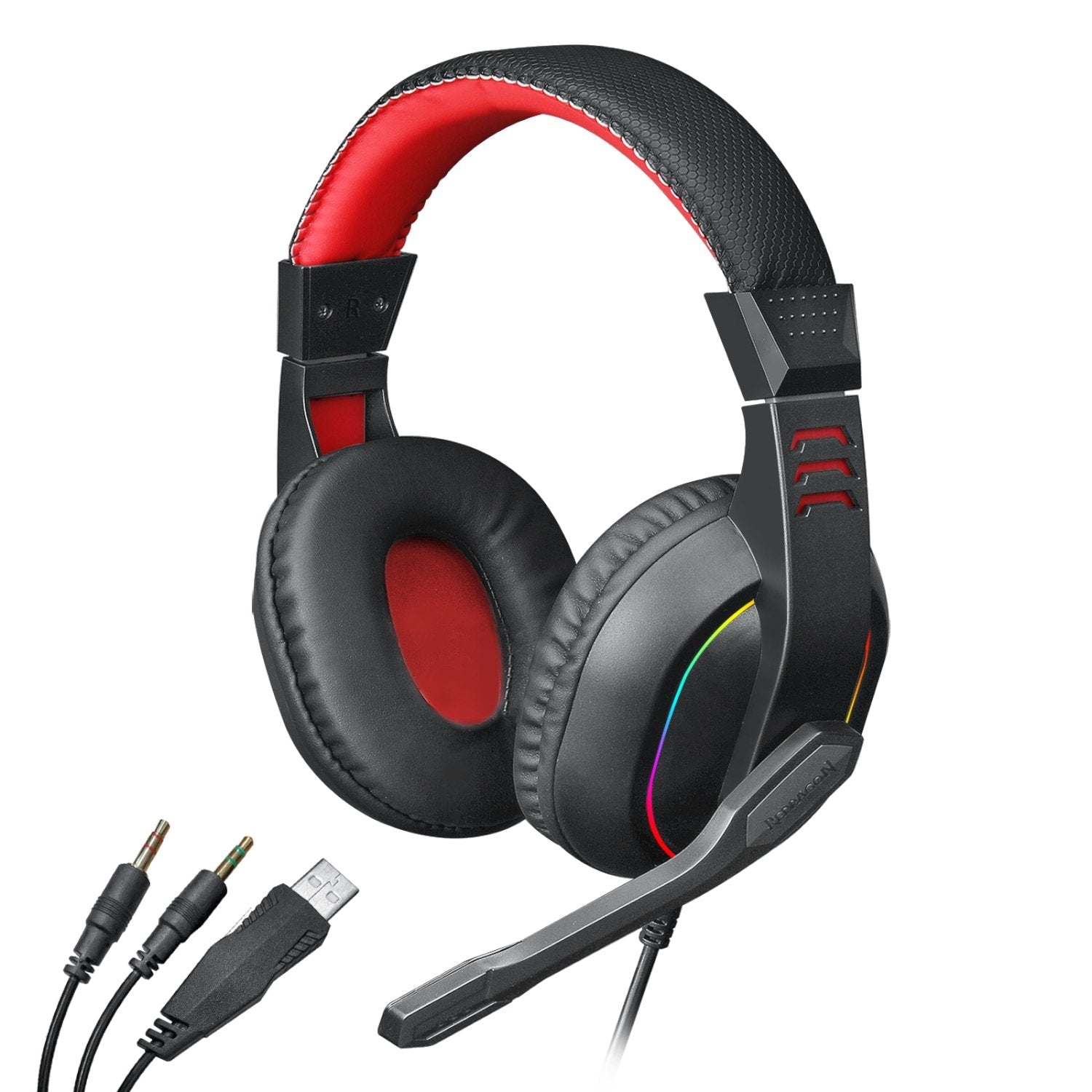 GUNMANSA Redragon Over-Ear ARES Aux RGB Gaming Headset - Black