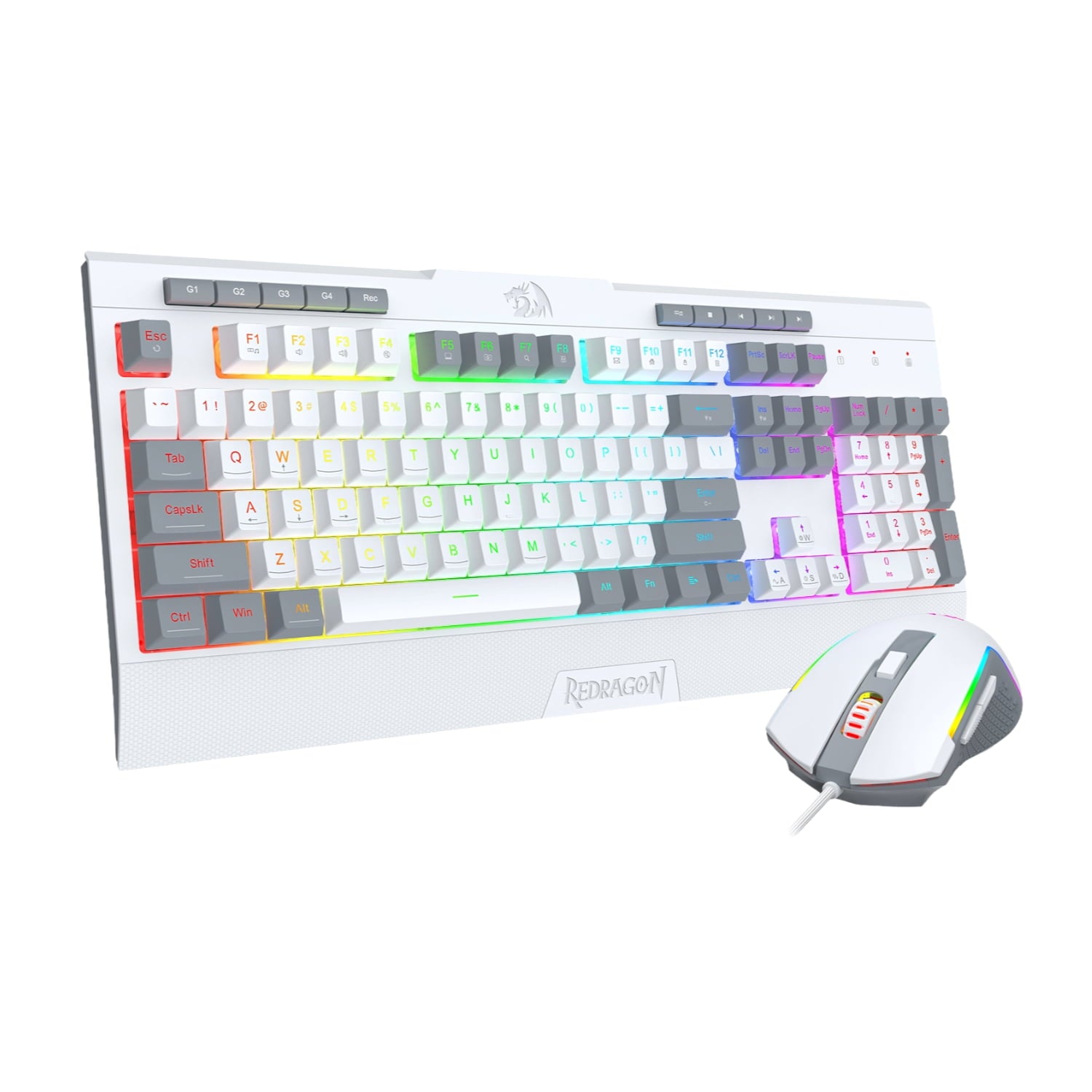 GUNMANSA Redragon S151 Wired RGB Gaming Keyboard and Mouse Combo - White and Grey