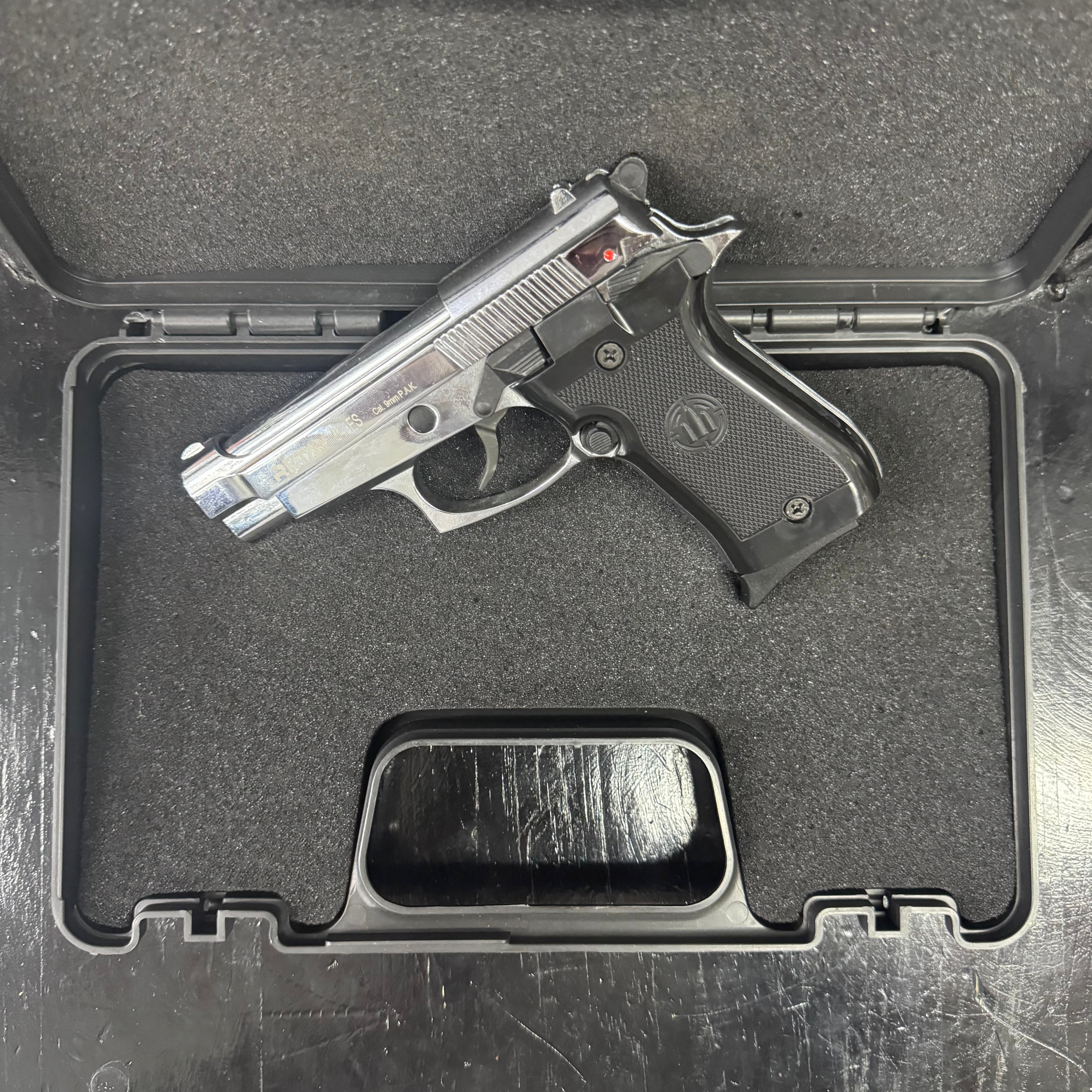 GUNMANSA Retay 84 FS Shiny Chrome Blank/Pepper Gun (Semi Auto|7+1|9mm PAK)