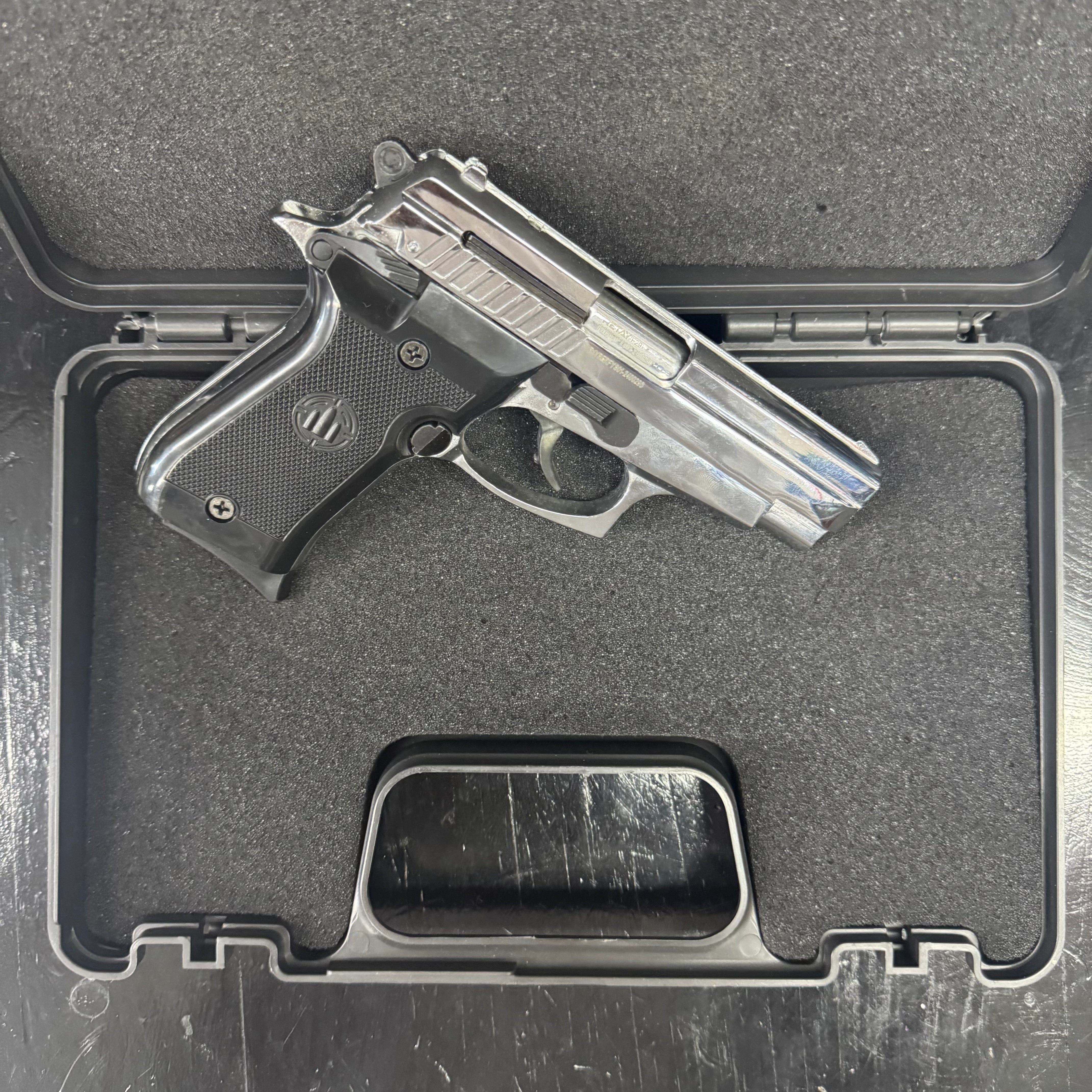 GUNMANSA Retay F29 Shiny Chrome Blank/Pepper Gun (Semi Auto|7+1|9mm PAK)