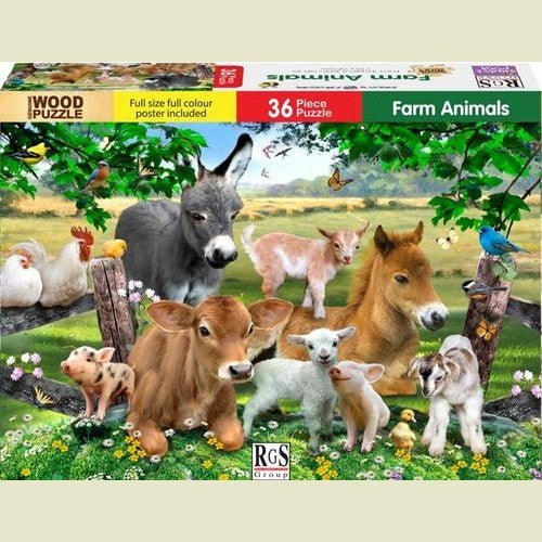 GUNMANSA RGS 36pc Farm Animals Wooden Puzzle