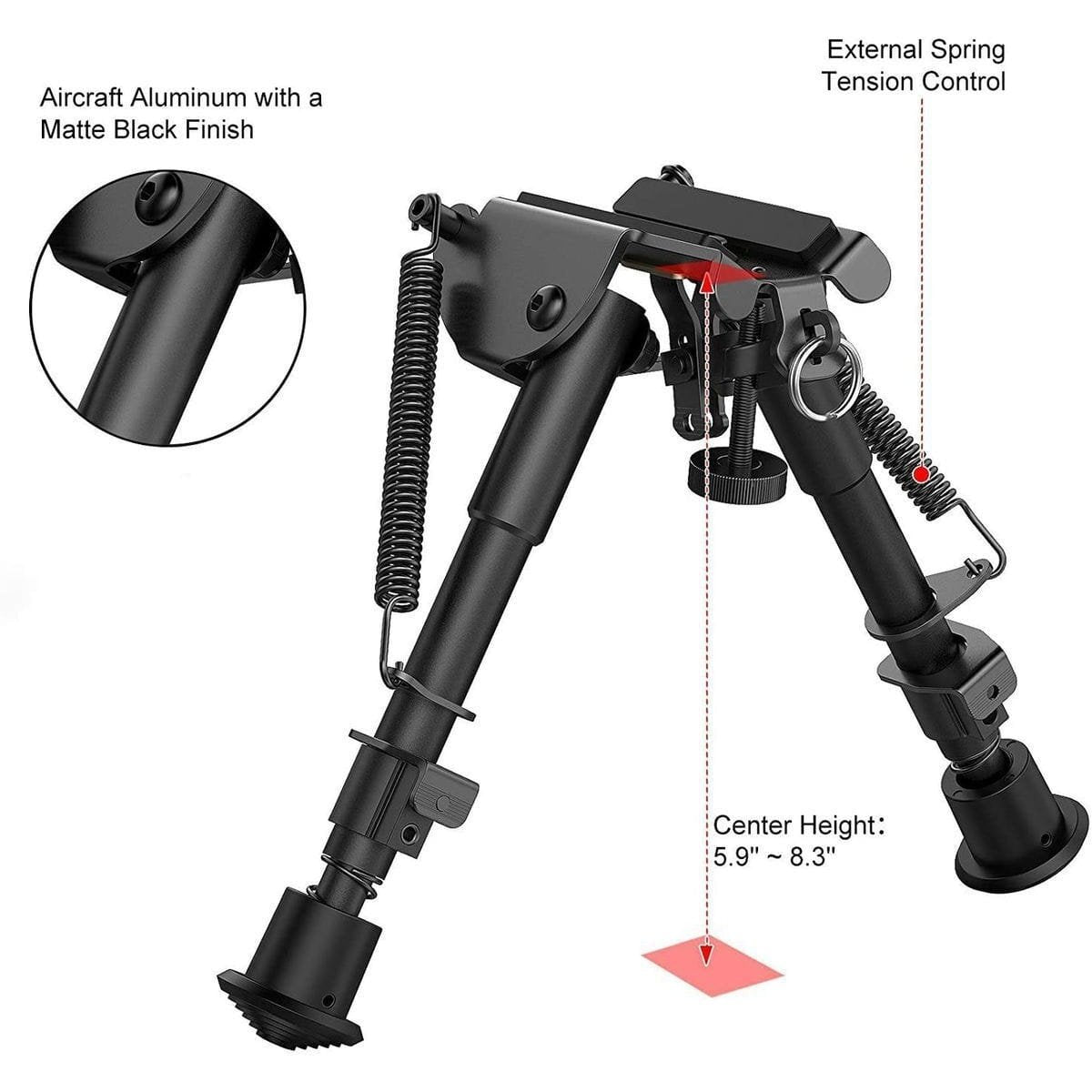 GUNMANSA Rifle Bipod Butterfly Adjustable Stand JD-47