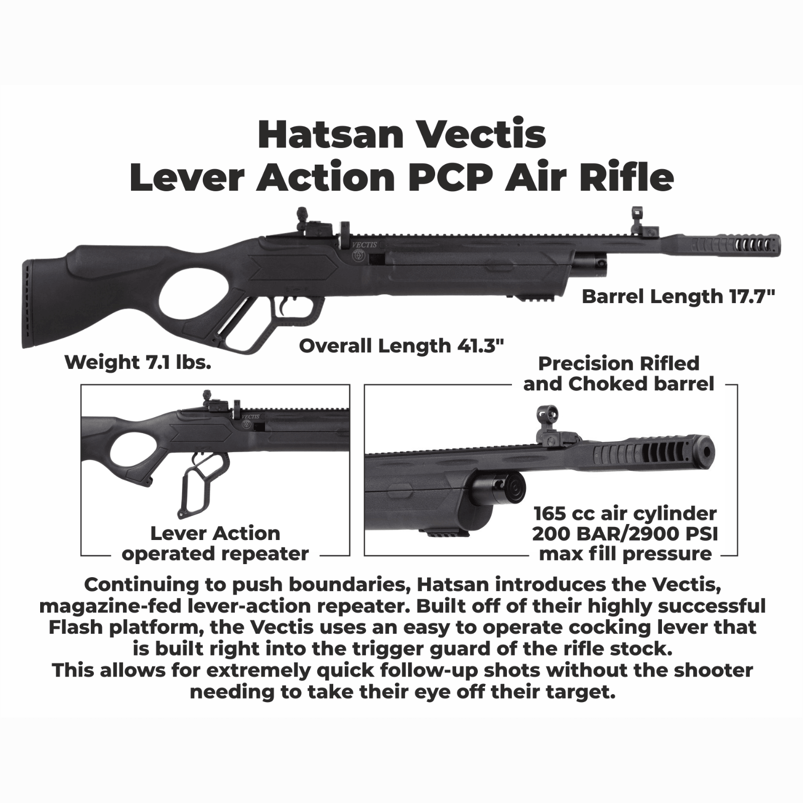 GUNMANSA RIFLES HATSAN VECTIS PCP AIR RIFLE SYNTH 5.5MM