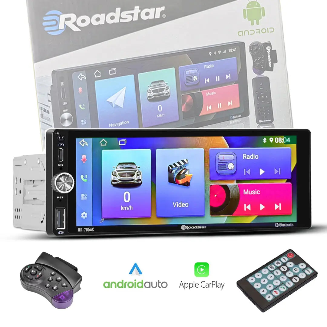 GUNMANSA Roadstar 6.8" Single Din Android / MP5 Player With Android Auto & Apple Car Play