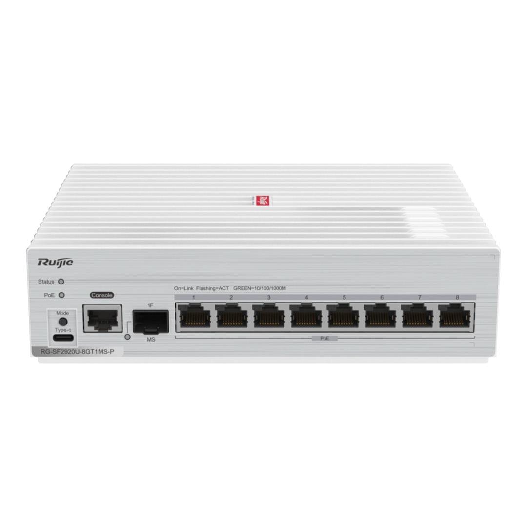 GUNMANSA RUIJIE RG-SF2920U-8GT1MS-P 8-PORT GE ALL-OPTICAL POE SWITCH, 1  2.5G UPLINK OPTICAL PORT