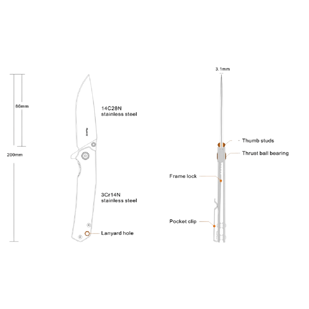 GUNMANSA Ruike Knife P801-SF G10 Grey Handle