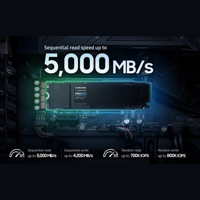 GUNMANSA SAMSUNG 990 PRO 4 TB NVME SSD - READ SPEED UP TO 7450 MB/S  WRITE SPEED TO UP 6900 MB/S  RANDOM READ UP TO 1400000 IOPS  RANDOM WRITE UP TO 1550000 IOPS/PCIE 4.0 X4  NVME 2.0/ V-NAND 3BIT MLC/ IN-HOUSE CONTROLLER/ 2GB LOW POWER DDR4  1200TBW