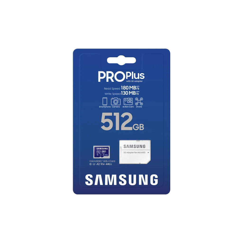 GUNMANSA Samsung MB-MD512SA PRO Plus microSDXC 512GB Memory Card; Read : up to 180MB/s Write : up to 130MB/s  with UHS-1 interface; Speed