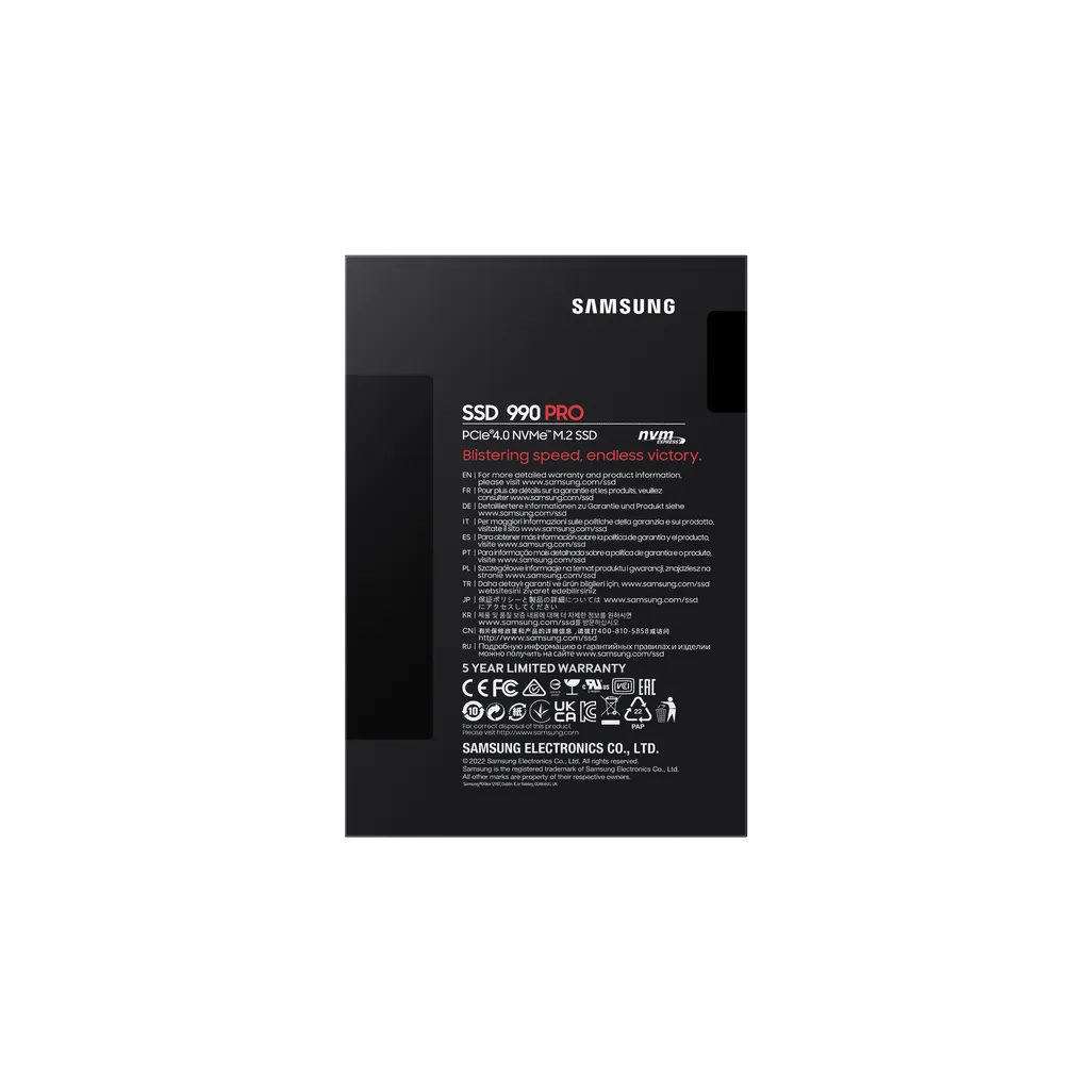GUNMANSA SAMSUNG MZ-V9P1T0BW 990 PRO 1 TB NVMe SSD - Read Speed up to 7450 MB/s; Write Speed to up 6900 MB/s; Random Read up to 1200000 I
