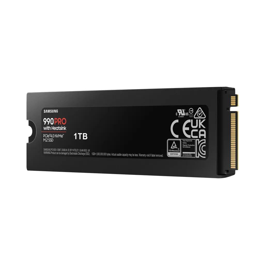 GUNMANSA SAMSUNG MZ-V9P1T0CW 990 PRO 1 TB NVMe SSD W/Heatsink - Read Speed up to 7450 MB/s; Write Speed to up 6900 MB/s; Random Read up t